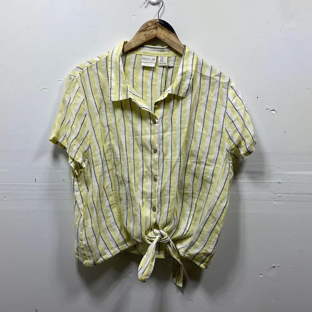 Rachel Zoe Striped Lined Button Top XL